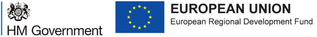 HM Government logo and European Regional Development Fund logo next to each other