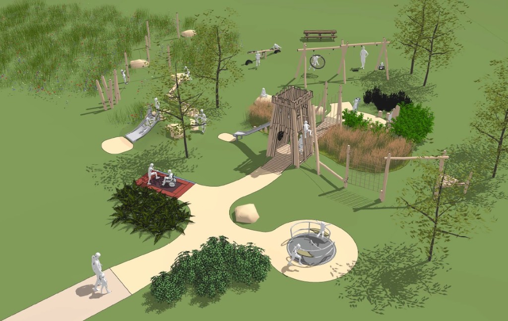 An overhead shot of the design of the park