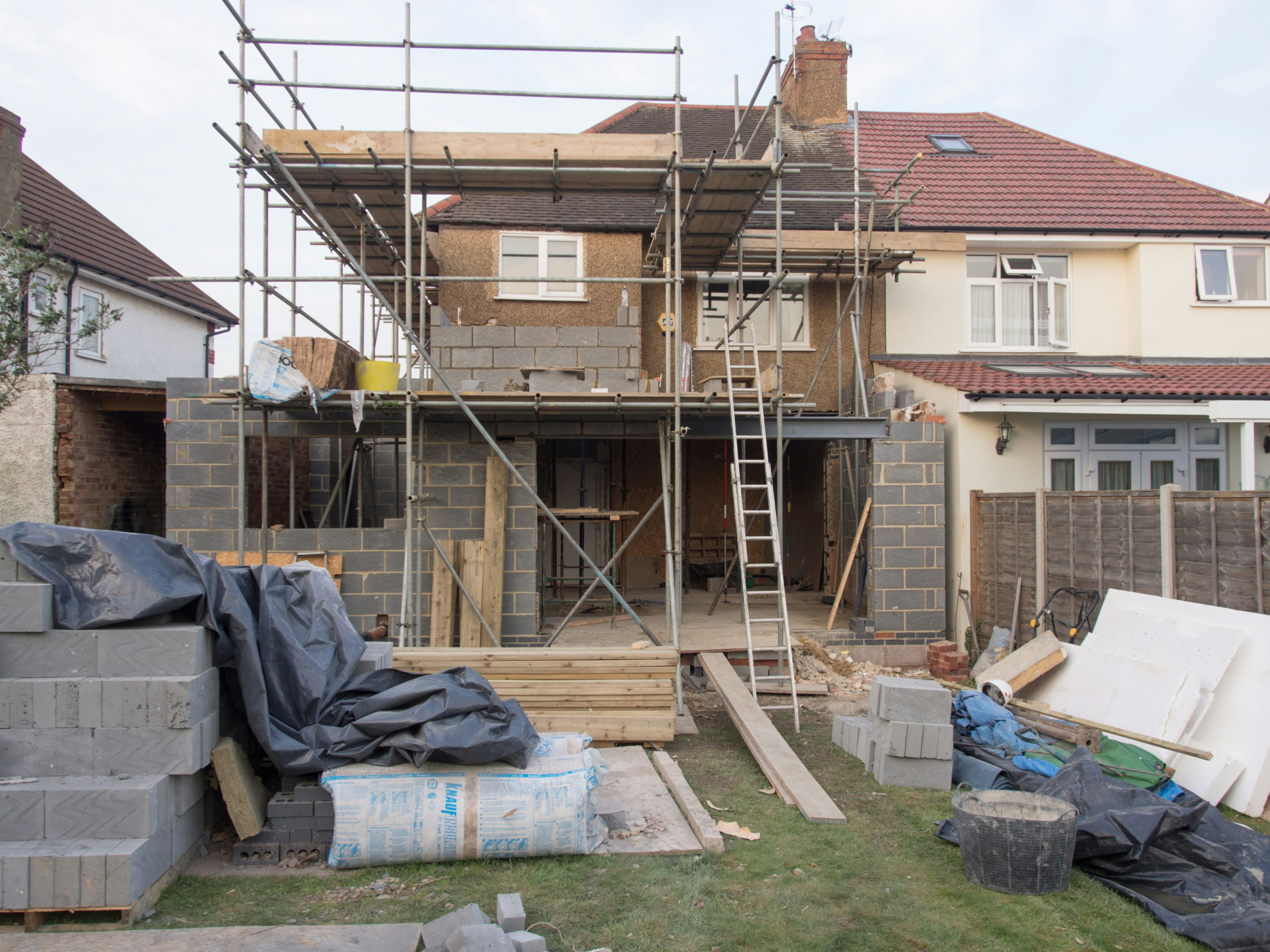 Image of the construction of a planning extension to a semi detached house