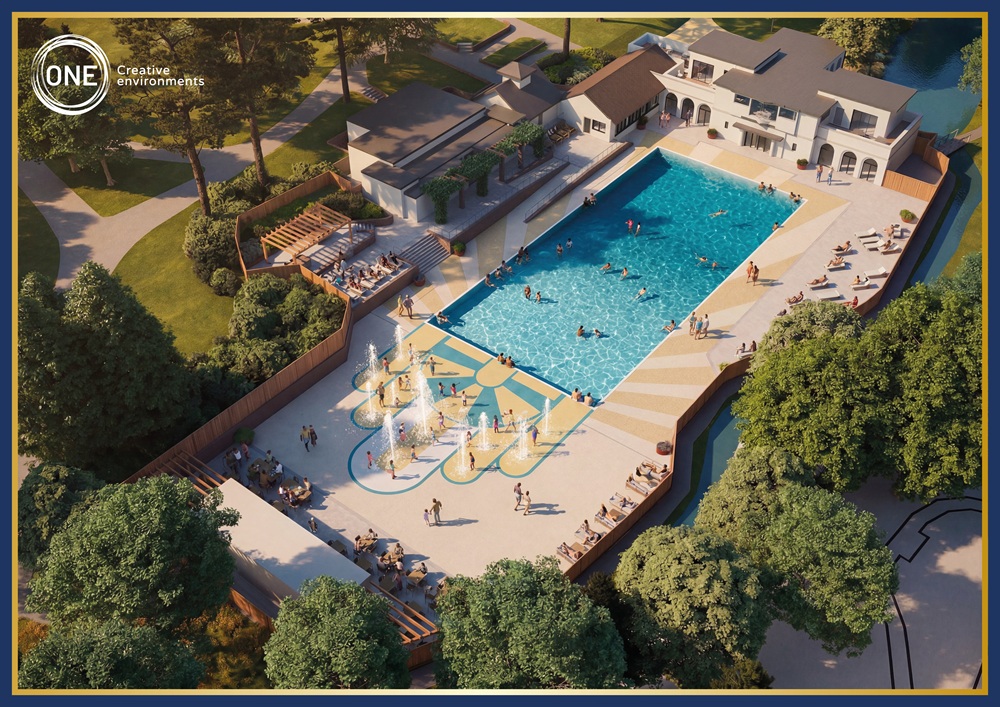 Overhead CGI view of the new Droitwich Spa Lido