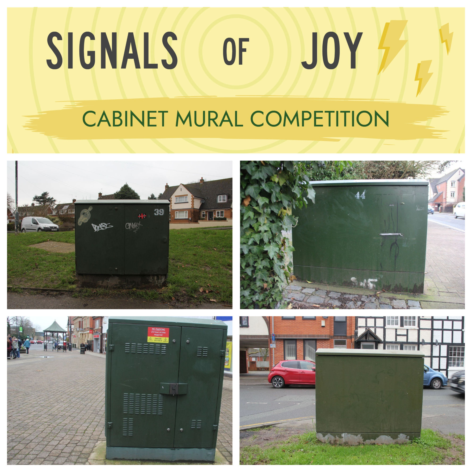 Street cabinets in a four square collage layout