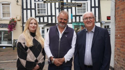 Pictured: Gemma Ranford, Wychavon’s Droitwich Spa Place Projects Officer, Mark Martin, Chair of ONE Creative environments (ONE) and new Droitwich Spa Place Board Chair, and Cllr Richard Morris, Leader of Wychavon.