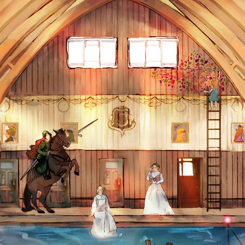 Illustration of Goddess pictures from the back wall