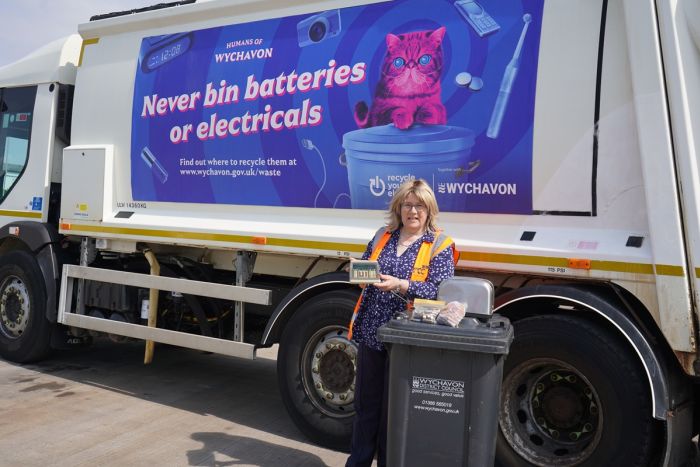 Cllr Emma Stokes, Wychavon’s Executive Board Member for Resources, Investment and Innovation, in front of one of the new HypnoCat panels.