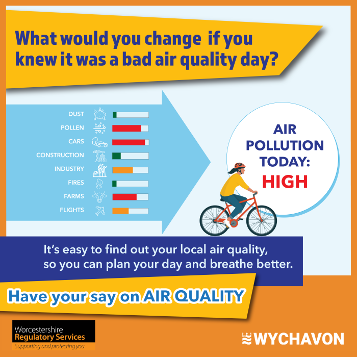 Decorative graphic promoting the air quality survey.