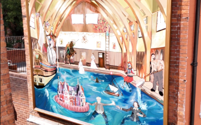 Playful history-themed mural to brighten up Droitwich Spa